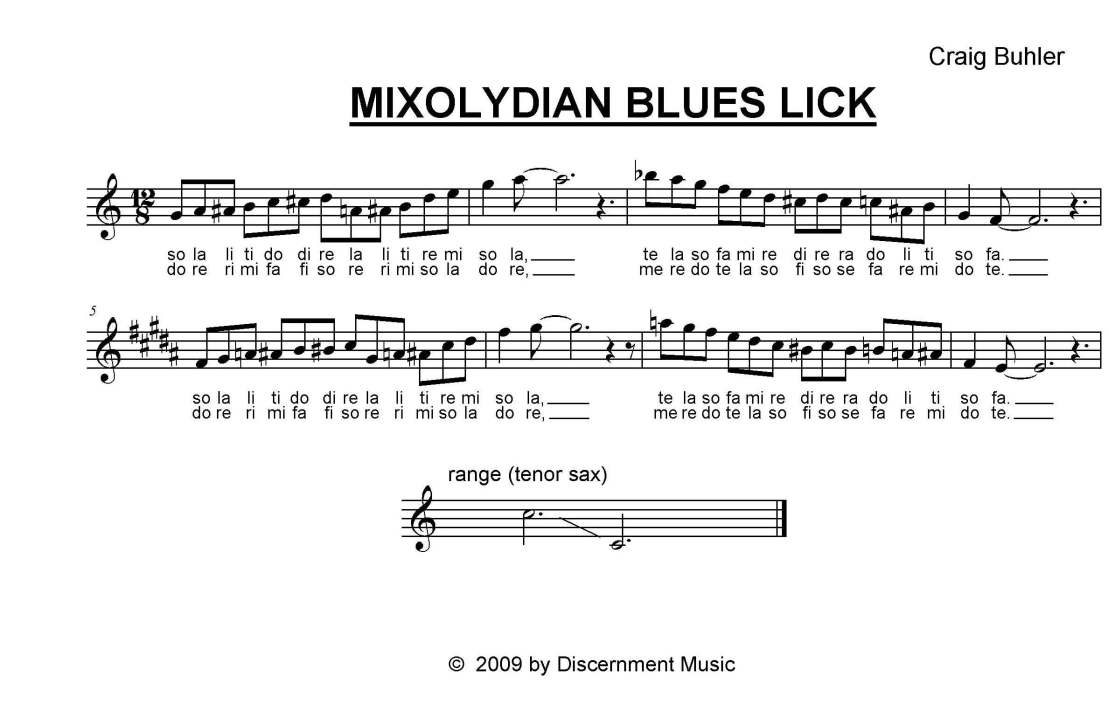 MIXOLYDIAN BLUES LICK MIXOLYDIAN BLUES LICK